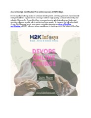 Azure DevOps Certification Free online course | at H2KInfosys
