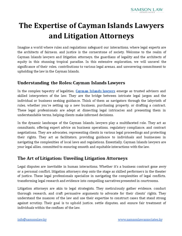 Cayman Islands Legal Experts: Your Partners in Litigation Success