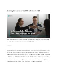 Unlocking Sales Success: Top CRM Solutions For 2023