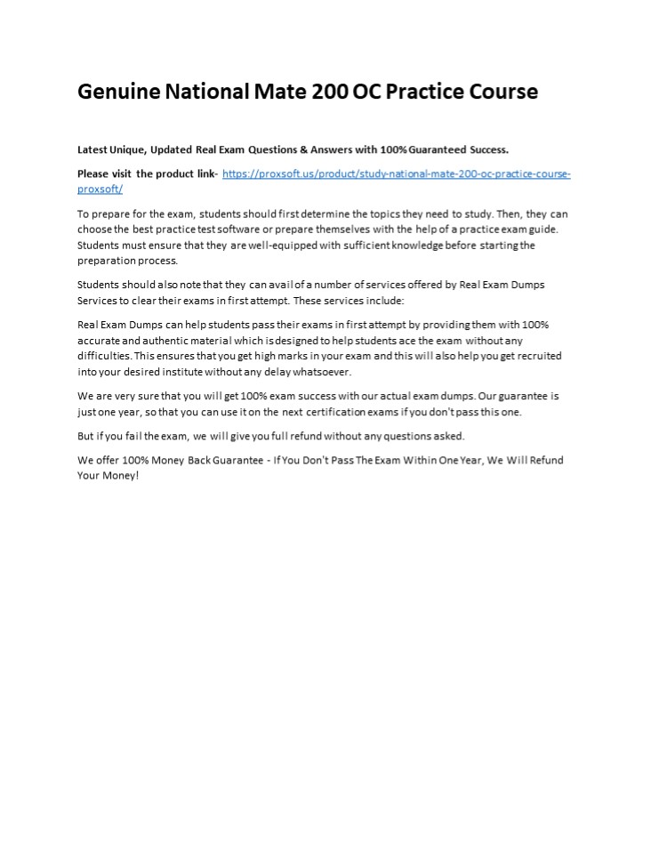 Genuine National Mate 200 OC Practice Course