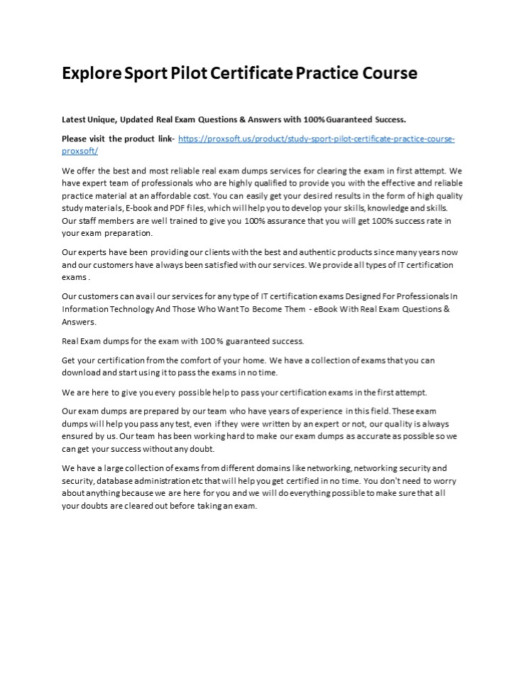 Explore Sport Pilot Certificate Practice Course