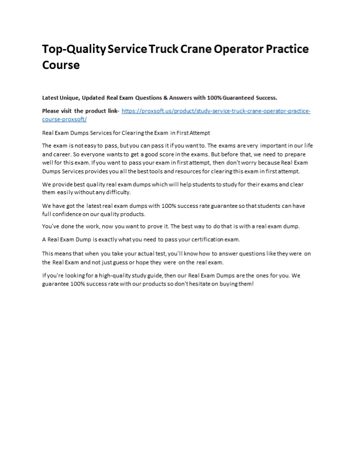 PPT TopQuality Service Truck Crane Operator Practice Course