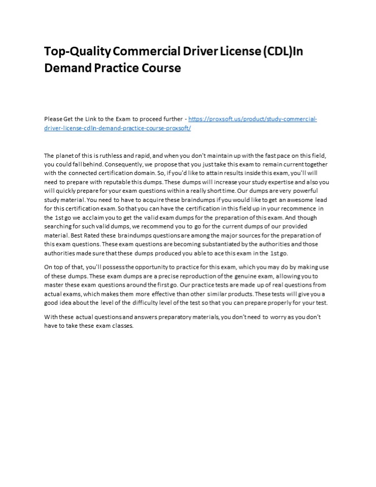 Top-Quality Commercial Driver License (CDL)In Demand Practice Course