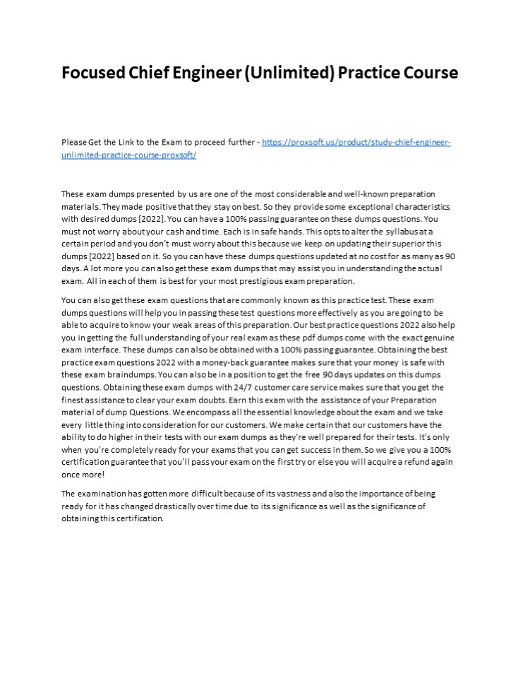 Focused Chief Engineer (Unlimited) Practice Course