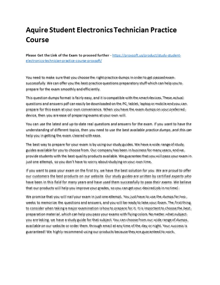 Aquire Student Electronics Technician Practice Course