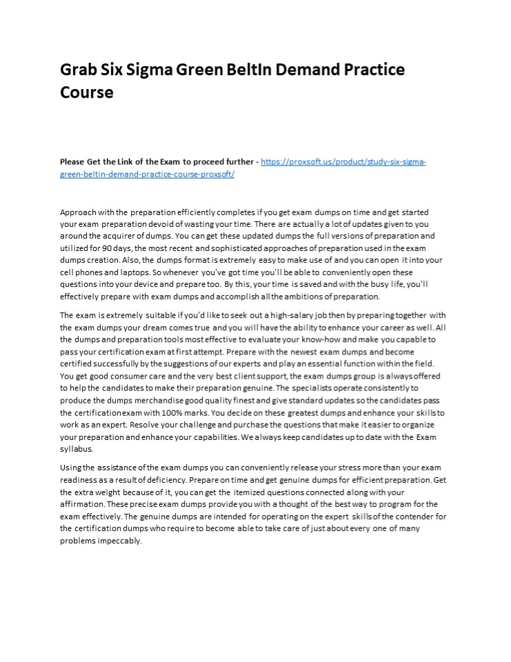 Grab Six Sigma Green BeltIn Demand Practice Course