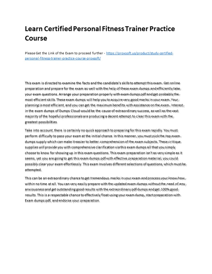 Learn Certified Personal Fitness Trainer Practice Course