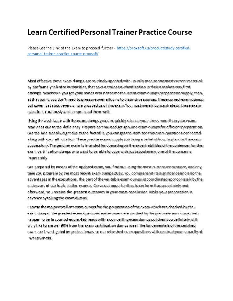 Learn Certified Personal Trainer Practice Course