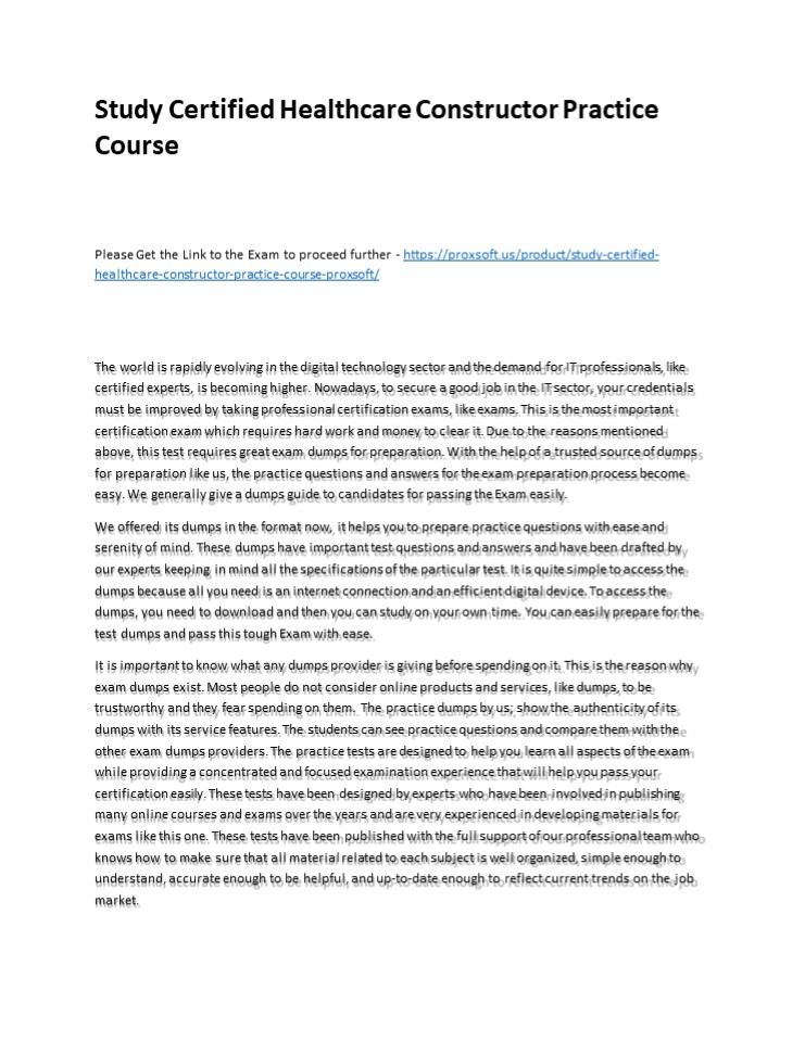 Study Certified Healthcare Constructor Practice Course