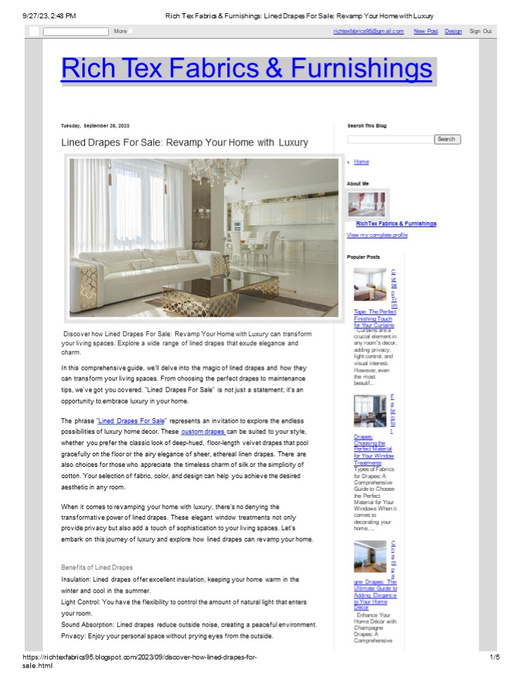 Lined Drapes For Sale: Revamp Your Home with Luxury