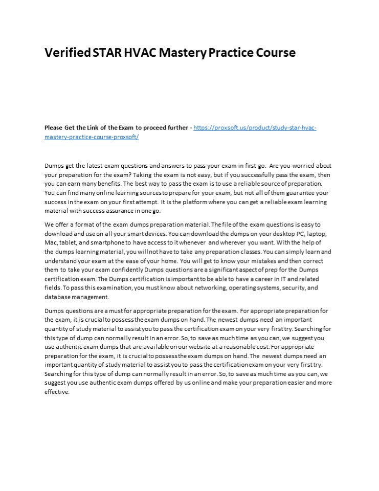 Verified STAR HVAC Mastery Practice Course