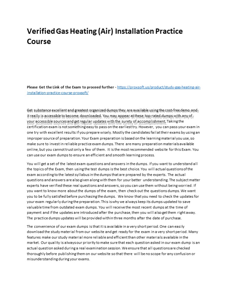 Verified Gas Heating (Air) Installation Practice Course