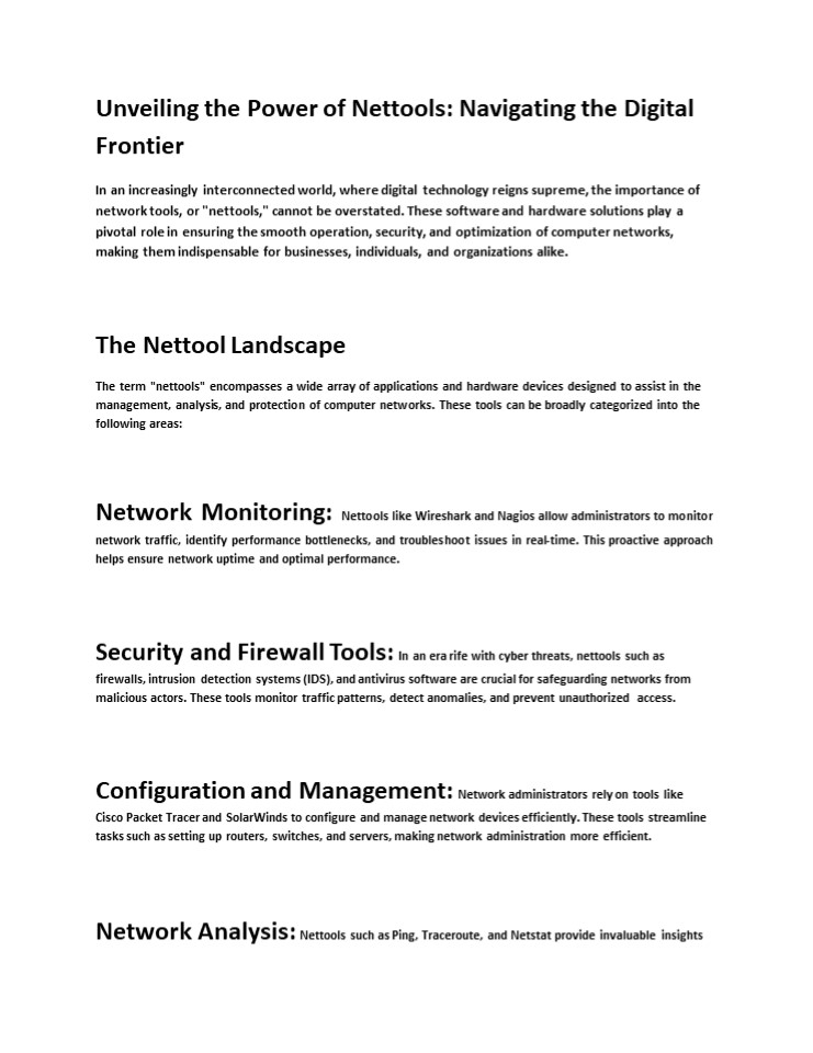 Unveiling the Power of Nettools: Navigating the Digital Frontier