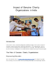 Impact of Genuine Charity Organizations in India