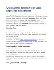 QuickMetrix: Elevating Your Online Reputation Management