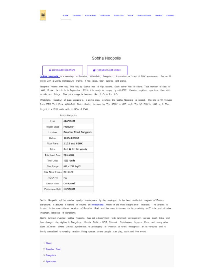 Sobha Neopolis Apartments