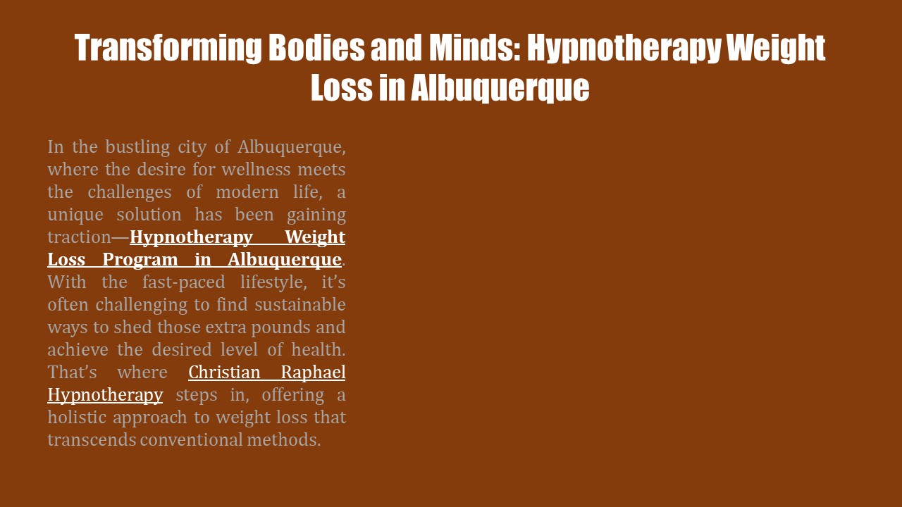 Transforming Bodies and Minds: Hypnotherapy Weight Loss in Albuquerque