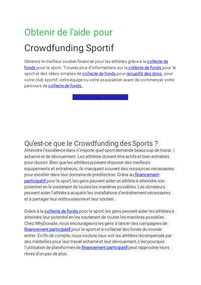 Crowdfunding Sportif - Campagnes Réussies Et Conseils