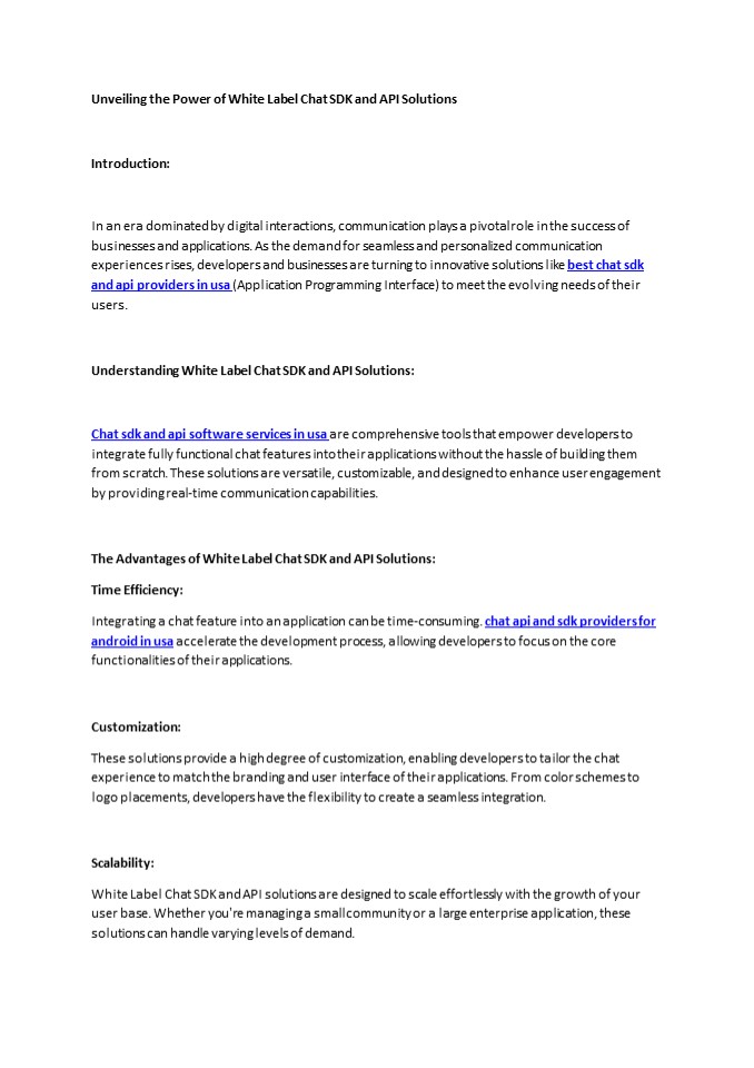 Unveiling the Power of White Label Chat SDK and API Solutions