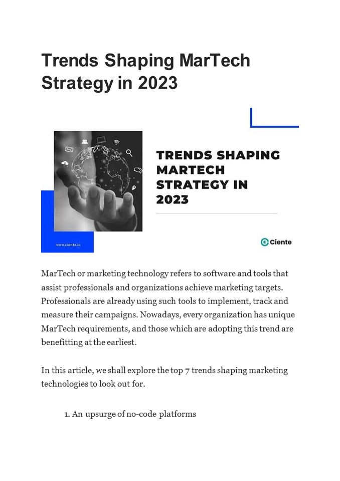 Trends Shaping MarTech Strategy in 2023