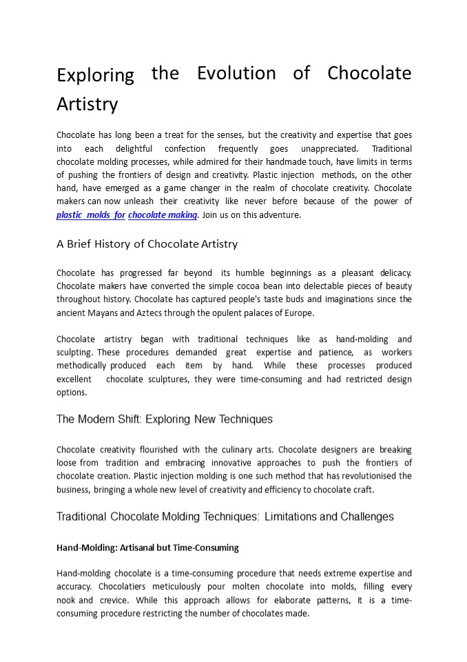 Exploring the Evolution of Chocolate Artistry