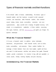 Types of financial markets and their functions