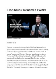 Elon Musk Renames Twitter