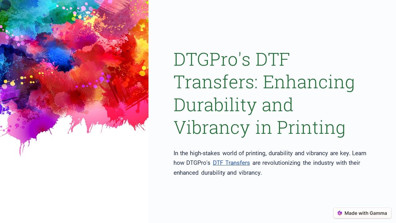 DTGPro's DTF Transfers: Enhancing Durability and Vibrancy in Printing