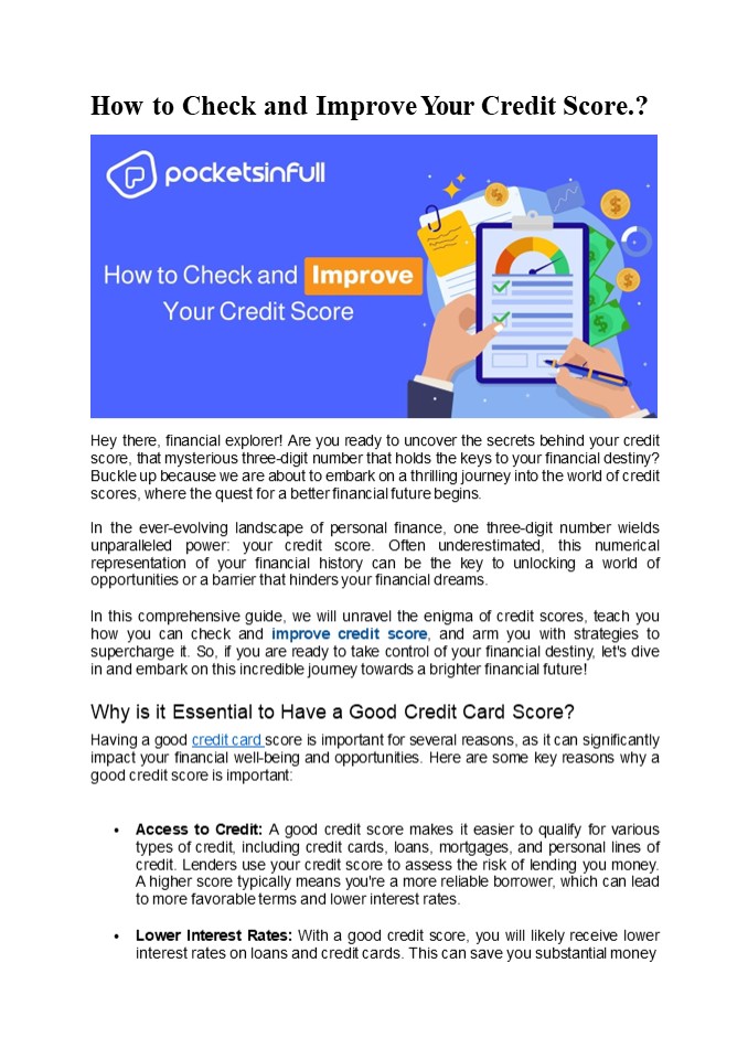 How to Check and Improve Your Credit Score.