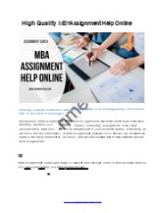 High Quality MBA Assignment Help Online - Assignment Santa