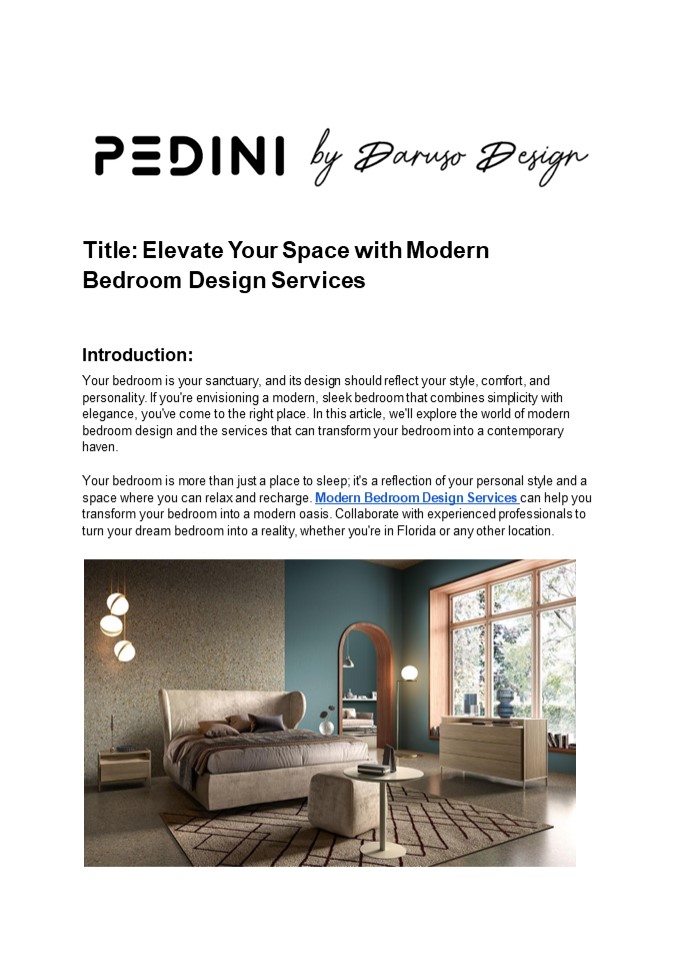 Elevate Your Space with Modern Bedroom Design Services