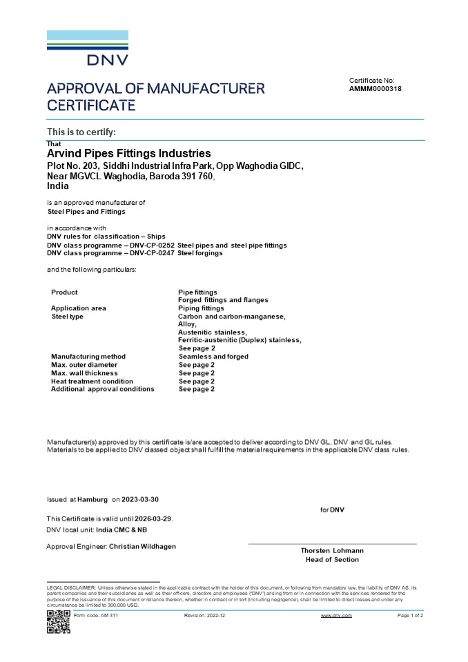 DNV GL Approved Pipe Fittings Stockists