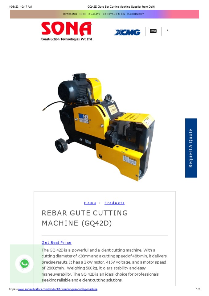 GQ42D Gute Bar Cutting Machine in India: Supplier from Delhi