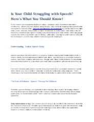 Is Your Child Struggling with Speech? Here's What You Should Know!