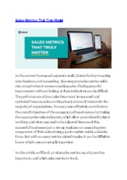 Sales Metrics That Truly Matter