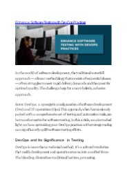 Enhance Software Testing With DevOps Practices