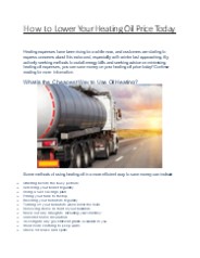 How to Lower Your Heating Oil Price Today