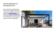 Residential Aluminum Awnings Benefits