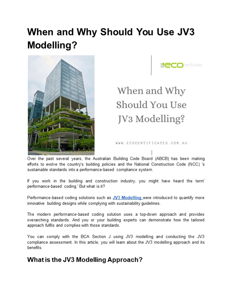 When and Why Should You Use JV3 Modelling?