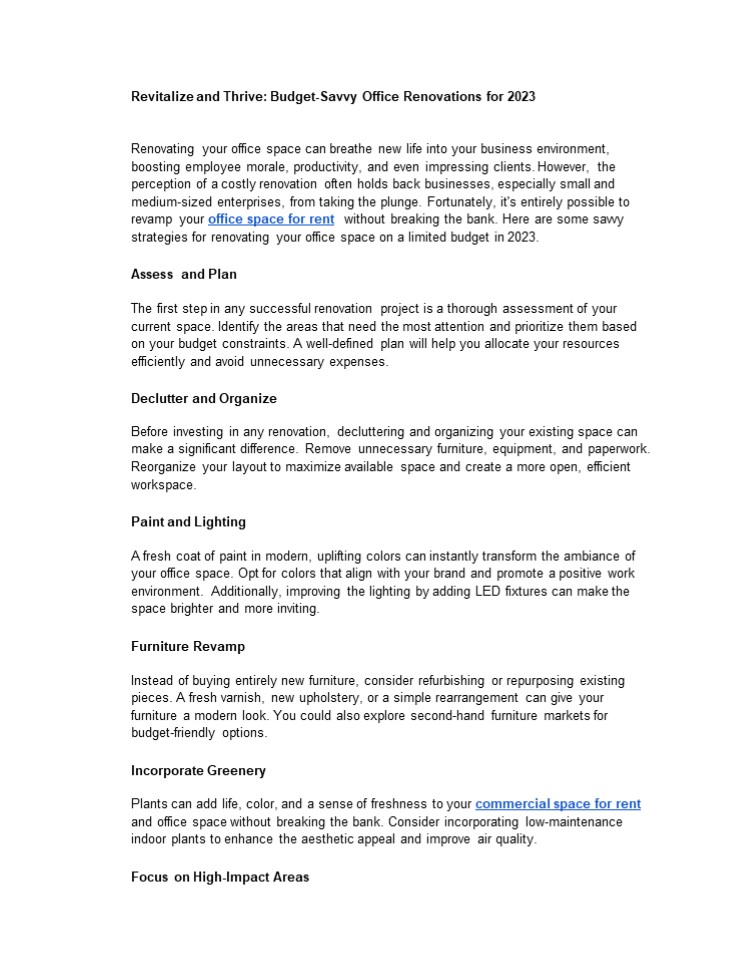 Revitalize and Thrive: Budget-Savvy Office Renovations for 2023