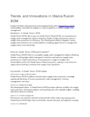 Trends and Innovations in Oracle Fusion SCM