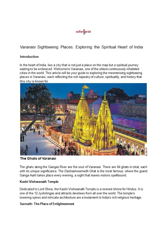 Varanasi Sightseeing Places: Exploring the Spiritual Heart of India