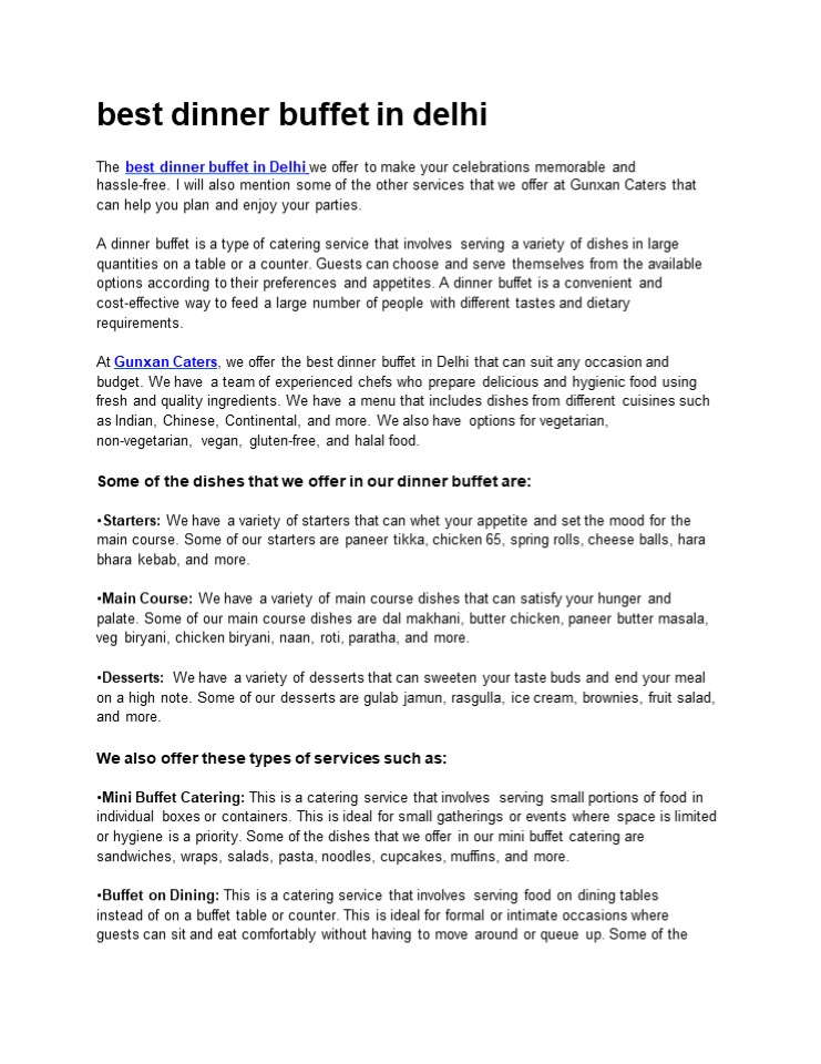 best dinner buffet in delhi