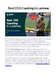 Best CDS Coaching in Lucknow