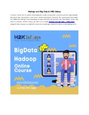 Hadoop and Big Data at H2K Infosys