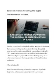 SalesTech Trends Powering the Digital Transformation in Sales