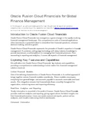 Oracle Fusion Cloud Financials for Global Finance Management