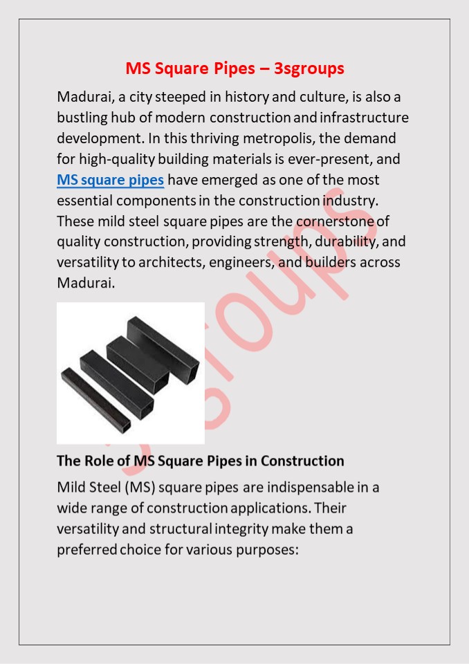 MS Square Pipes – 3sgroups