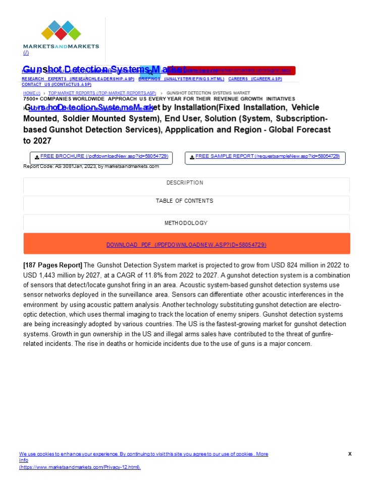 Gunshot Detection Systems Market worth $1,443 million by 2027