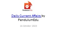 MPPSC Current Affairs 16 October 2023 by PendulumEdu